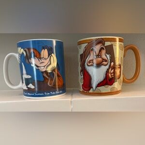 Disney WDW‎ Authentic Set of 2 26oz Oversized Mugs Wake Up Grumpy & Goofy
